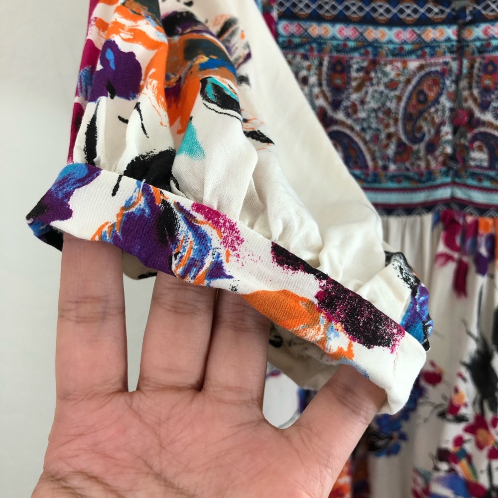 Umgee Bohemian Floral Print Babydoll Tunic Dress size Small - Picture 8 of 11